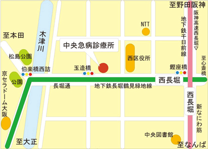 中央急病診療所のＭＡＰ