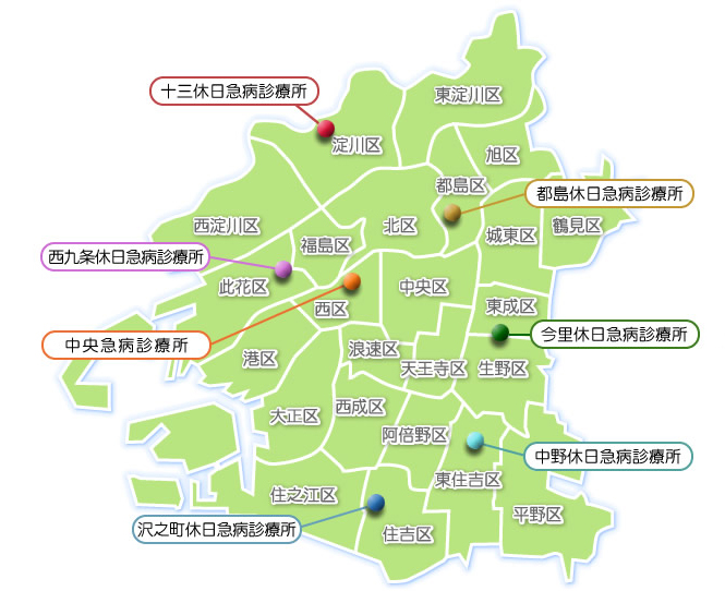 大阪市内急病診療所ＭＡＰ